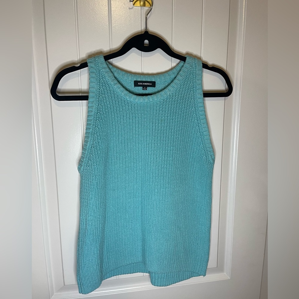 ANTHROPOLOGIE 525 AMERICA Aqua Cotton Knit Tank Top